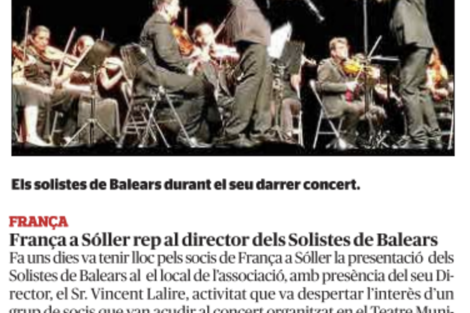 França a Sóller rep al Director dels solistes de Balears